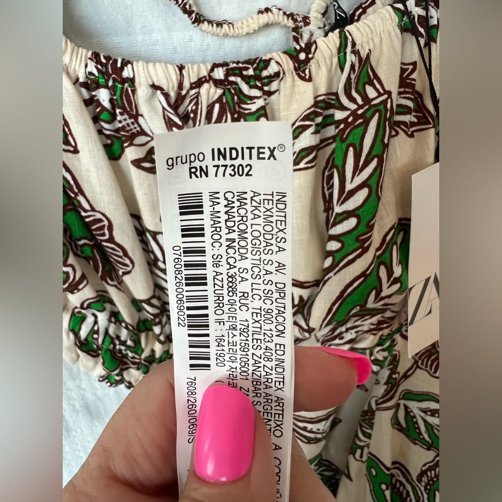 π π NWT ZARA Cutout Leaf Print Maxi Dress | Green, Brown & Tan | Womenβs Small - Picture 10 of 12